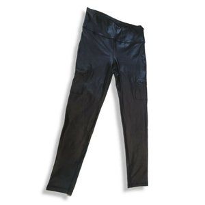 Mono B Womens Black Highwaist Cargo Leggings Pockets Size Large